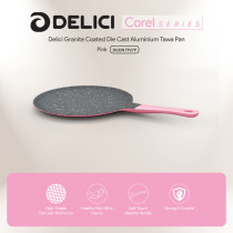 Delici DGDN TP27P Granite Coated Die-Cast Aluminum Non-Stick Tawa Pan