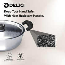 Delici DKP 22B Stainless Steel Kadai Pan