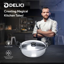 Delici DKP 22B Stainless Steel Kadai Pan