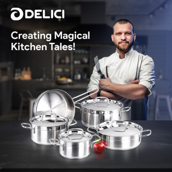 Delici DSK 9W 9 Pcs Stainless Steel Cookware Set