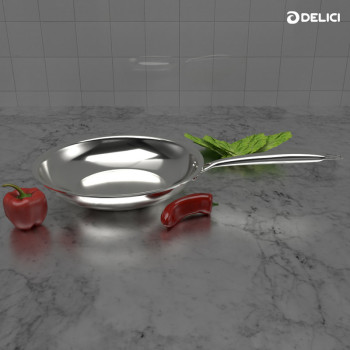 Delici DTFP24 Tri-Ply Stainless Steel Fry Pan with Premium SS Handle