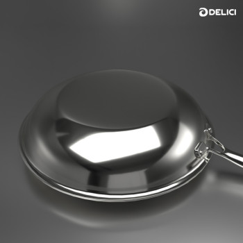 Delici DTFP26 Tri-Ply Stainless Steel Fry Pan with Premium SS Handle