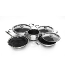 Delici DTHKS8P 8Pc Tri-Ply Stainless Steel Honeycomb Set