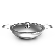 Delici DTKP20 Tri-Ply Stainless Steel Kadai Pan with Premium SS Handle
