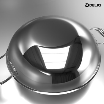 Delici DTKP24 Tri-Ply Stainless Steel Kadai Pan with Premium SS Handle