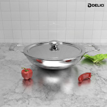 Delici DTKP24 Tri-Ply Stainless Steel Kadai Pan with Premium SS Handle