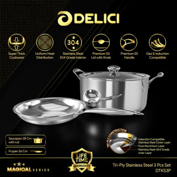 Delici DTKS3P 3PCS Tri ply SS Magical Set