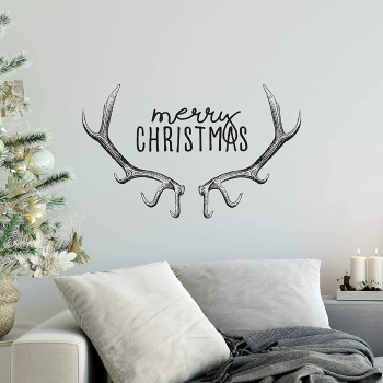 RoomMates Merry Christmas Reindeer Antlers Peel And Stick Wall Decals, Reusable Christmas Decorations
