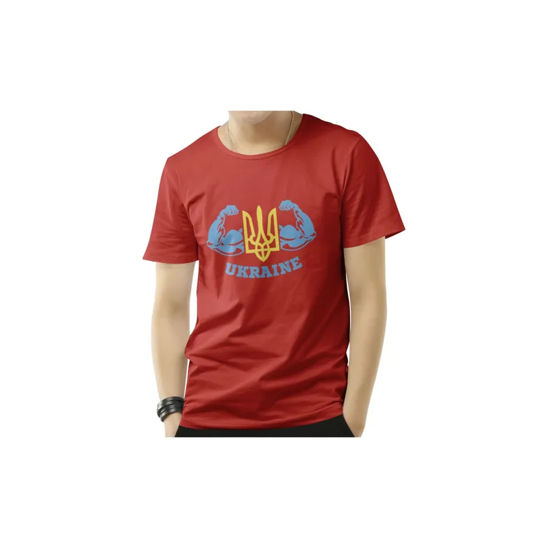 Generic Power Of Ukraine Printed Red Men's T-shirt