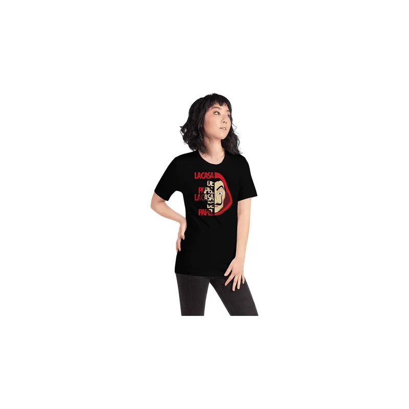 Art Gallery Printed La Casa De Papel T-Shirt Black