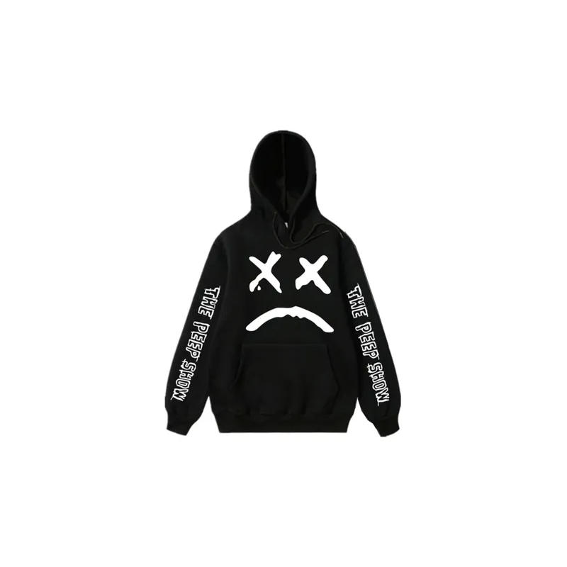 Generic Printed Cotton Hooded Sweatshirt Black/White