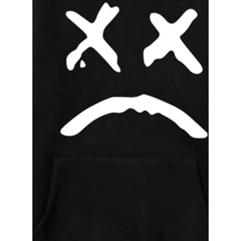 Generic Printed Cotton Hooded Sweatshirt Black/White