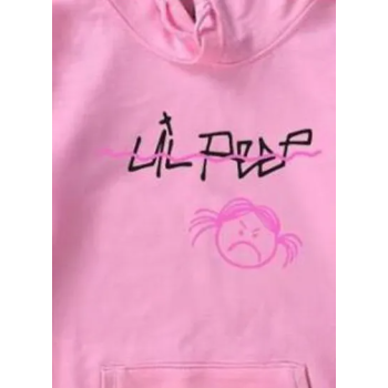Printed Cotton Hooded Sweatshirt, Pink/Black
