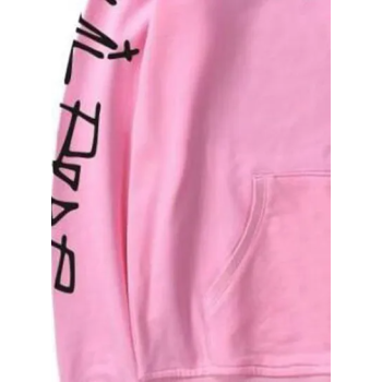 Printed Cotton Hooded Sweatshirt, Pink/Black