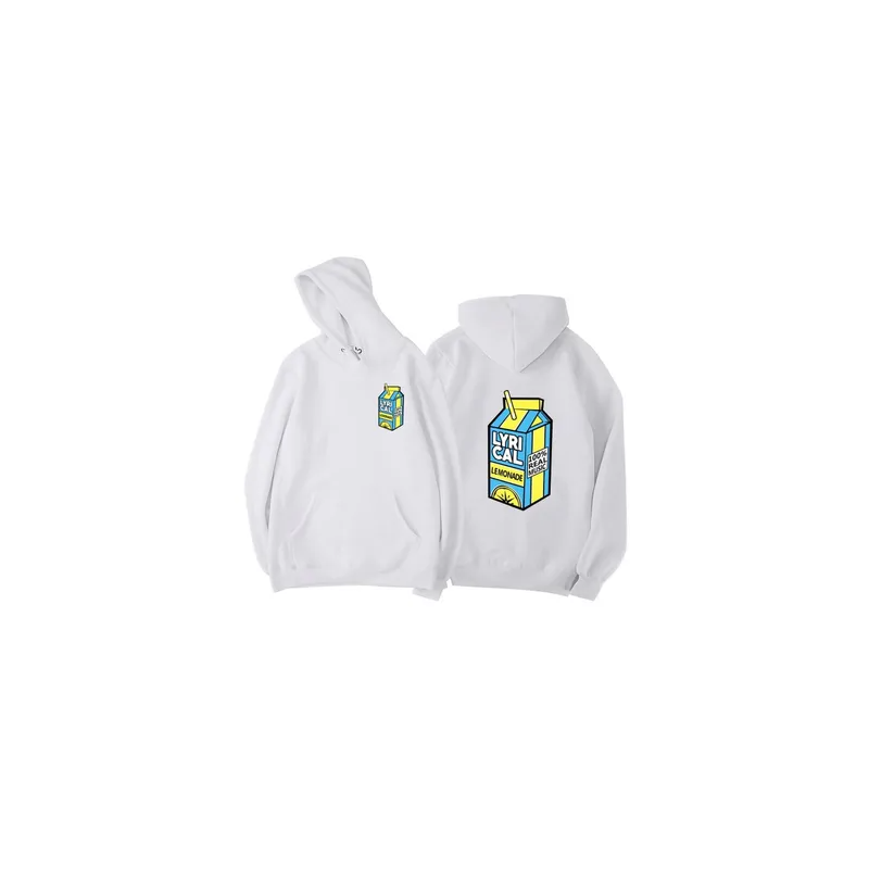 Generic Printed Cute Lemonade Design Box White Pullover Hoodie