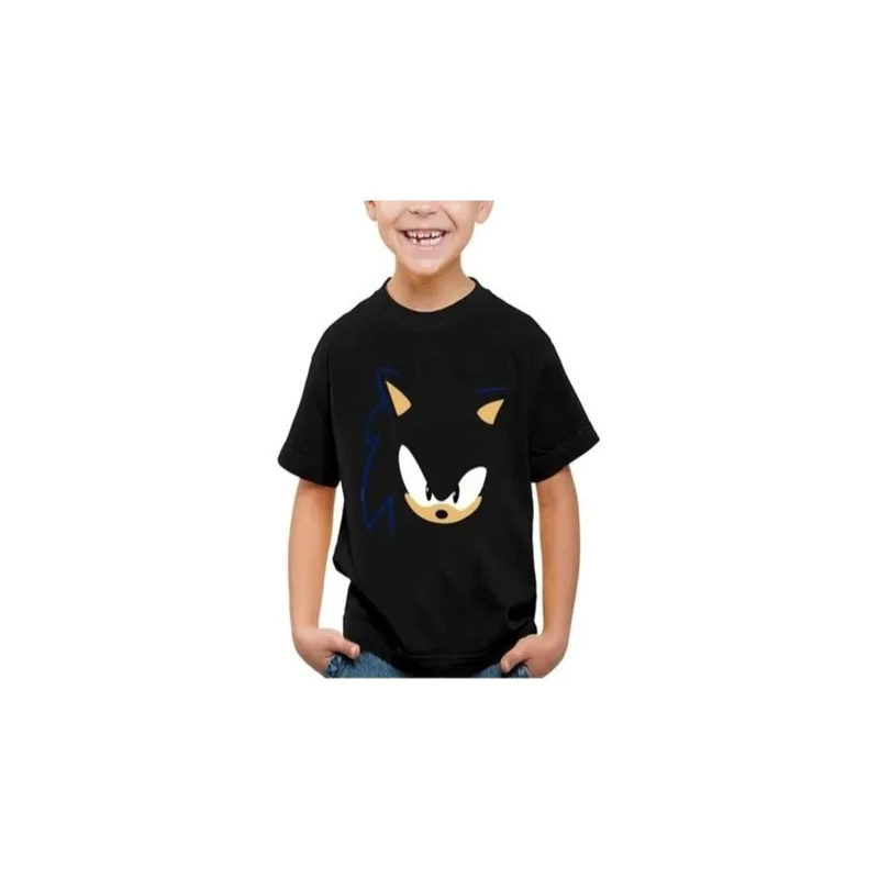 Generic Printed new Sonic Face 2 for Kids/Adult Black Top T-shirt