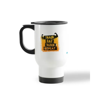 Decalac Printed Stainless Steel Travel Mug White/Black 13centimeter