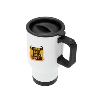 Decalac Printed Stainless Steel Travel Mug White/Black 13centimeter