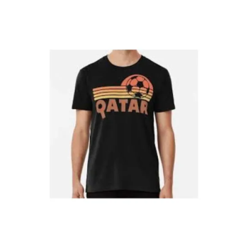 Generic Qatar Soccer Printed Round Neck T-shirt