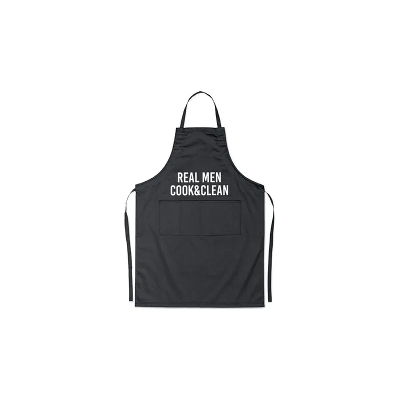 Real Men Cook And Clean Printed Apron Black/White 98x69.5cm