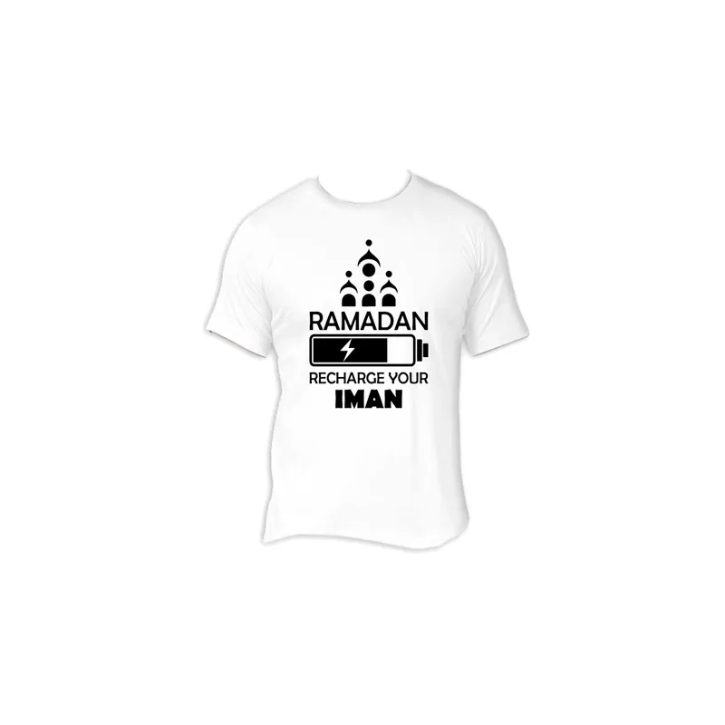 FMSTYLES Ramadan Recharge Your Iman Short Sleeve T-shirt White