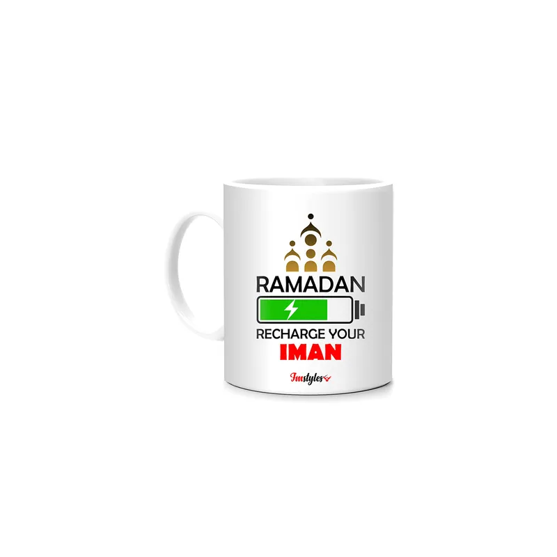 Fm Styles Ramadan Recharge Your Iman Printed Mug White 10centimeter