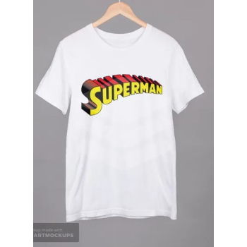 Superman Printed Letter Round Neck T-Shirt