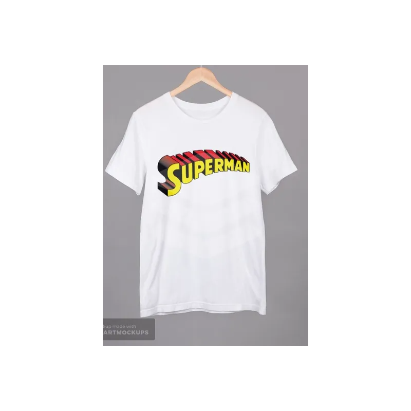 Superman Printed Letter Round Neck T-Shirt