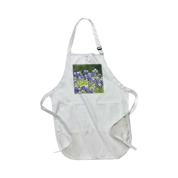 Texas Bluebonnets Printed Apron With Pockets 22 x 24 inch White