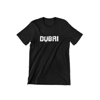 The Dubai Printed Black Round Neck Short Sleeve T-shirt