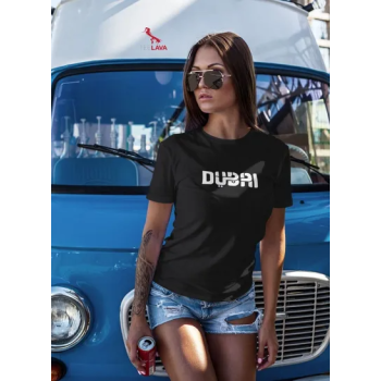 The Dubai Printed Black Round Neck Short Sleeve T-shirt