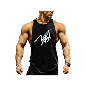 The Beast Printed Men Tank Top Workout Black Sleeveless Gym Shirt Top