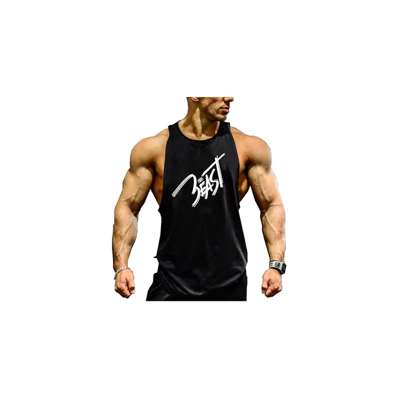The Beast Printed Men Tank Top Workout Black Sleeveless Gym Shirt Top