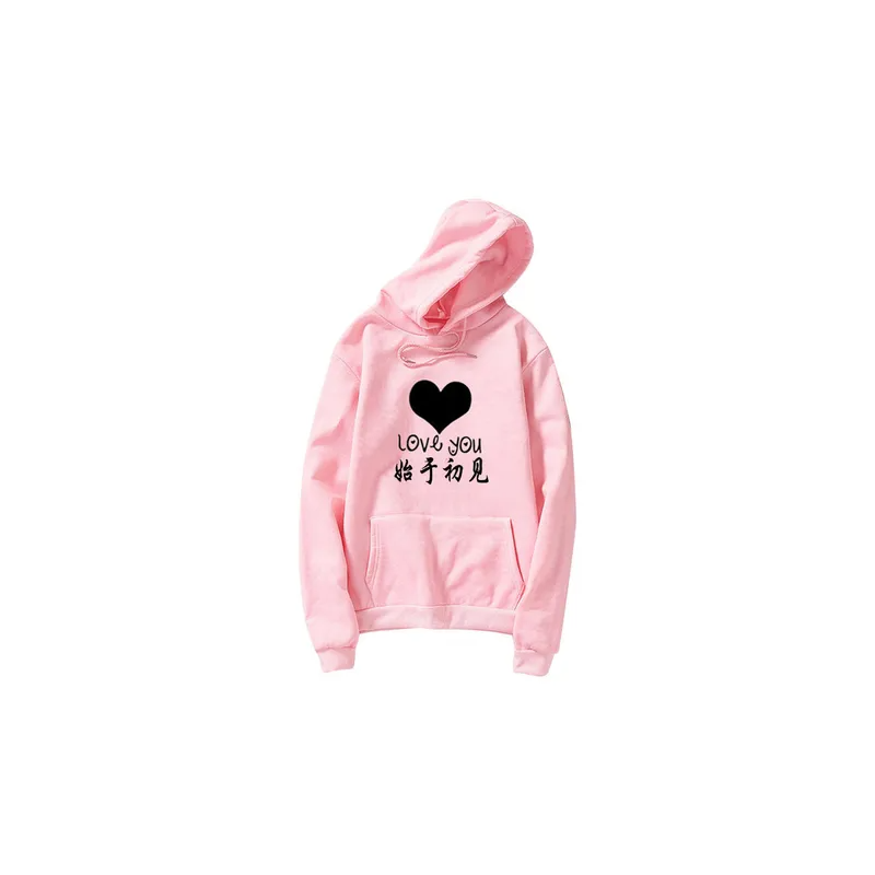 Thicken Casual Loose Printing Hooded Sweatshirts (Pink)