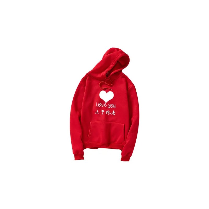 Thicken Casual Loose Printing Hooded Sweatshirts (Red)