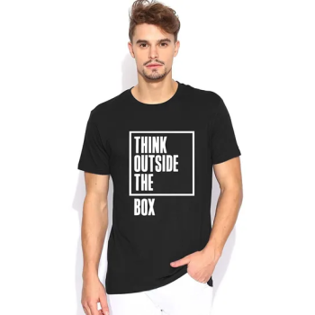 Think Outside The Box Printed Black T-shirt