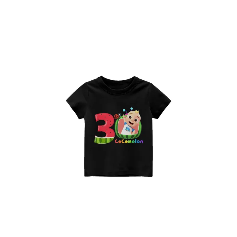 Third Birthday Number Cocomelon Tv Cartoon Round Neck Comfortable and Soft 100% Cotton Baby Toddler T Shirt Birthday Written Numbers Tees, Numbers Birthday Party Shirts