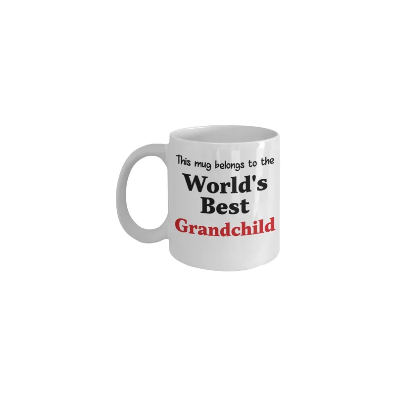 This Mug Belong To The World's Best Grandchild Printed Coffee Mug White/Black/Red 11 ounce