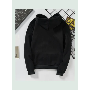 Thicken Casual Loose Printing Hooded Sweatshirts (Black)