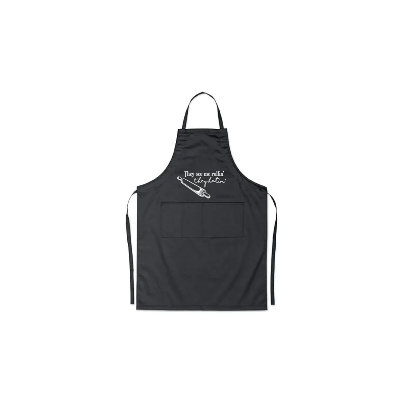 They See Me Rollin Pin Printed Apron Black 98x69.5 cm