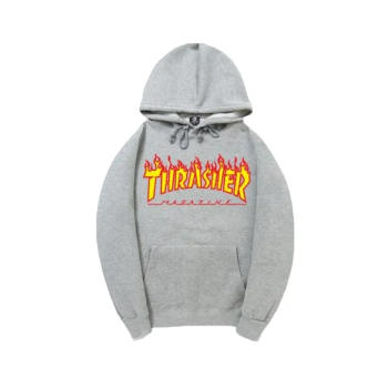 Thrasher Flame Printed Hoodie, Grey/Yellow