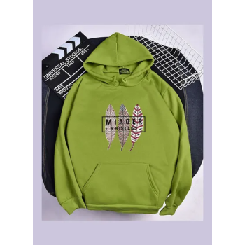 Three Leaves Printed Oversize Hoodie Green