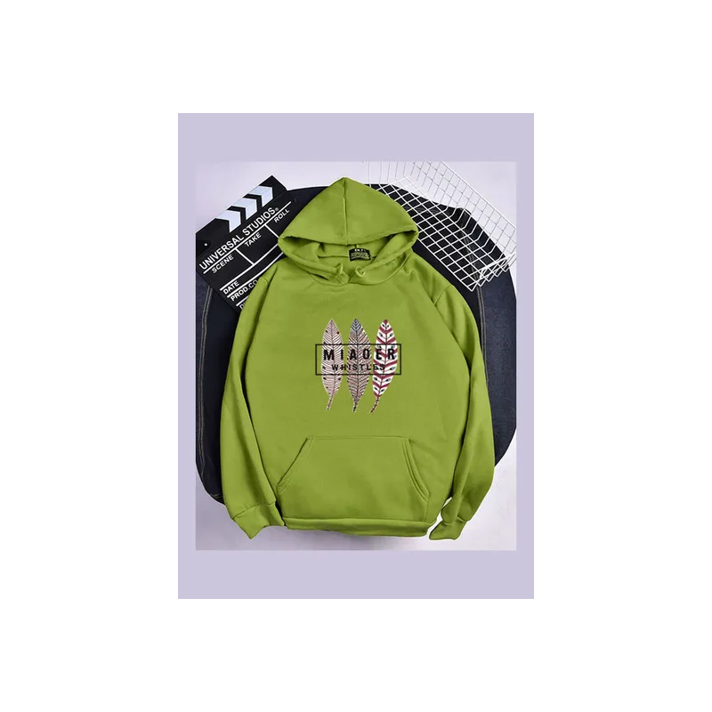 Three Leaves Printed Oversize Hoodie Green