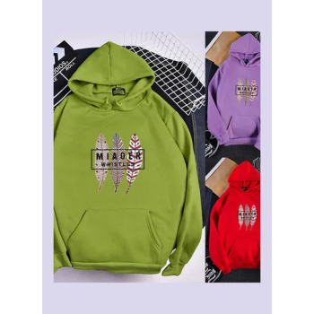 Three Leaves Printed Oversize Hoodie Green