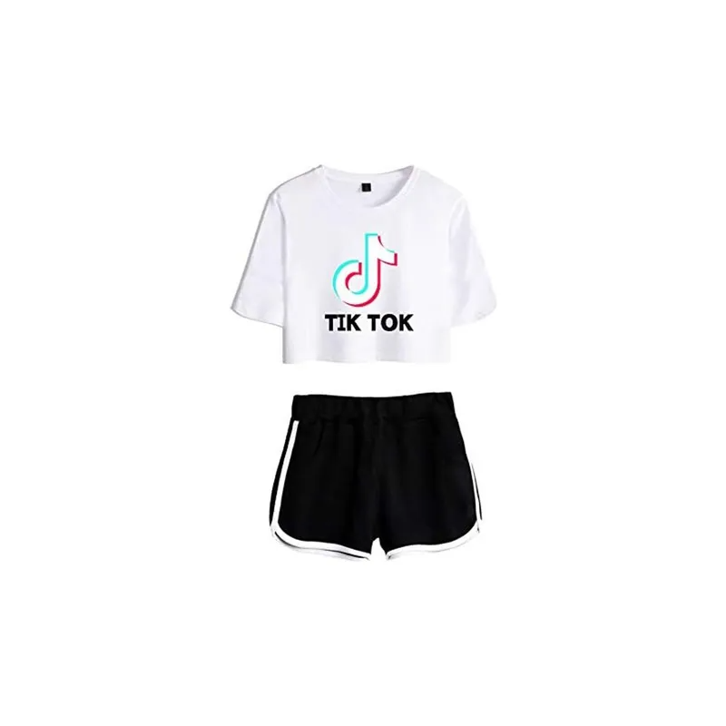 Tik Tok Print T-Shirt And Shorts White/Black