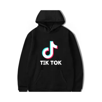 Tik Tok Printed Hoodie Black