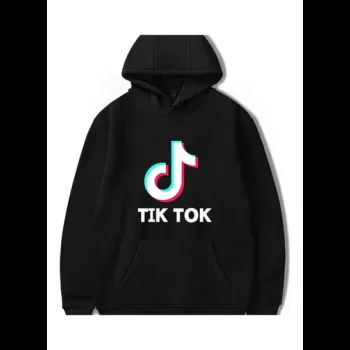 Tik Tok Printed Hoodie Black