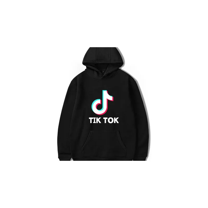 Tik Tok Printed Hoodie Black