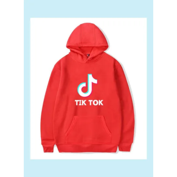 Tik Tok Printed Hoodie Red