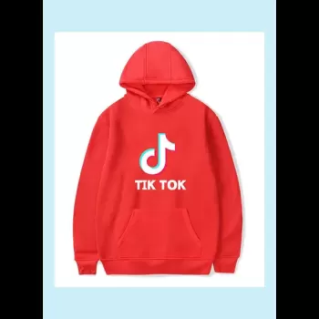 Tik Tok Printed Hoodie Red
